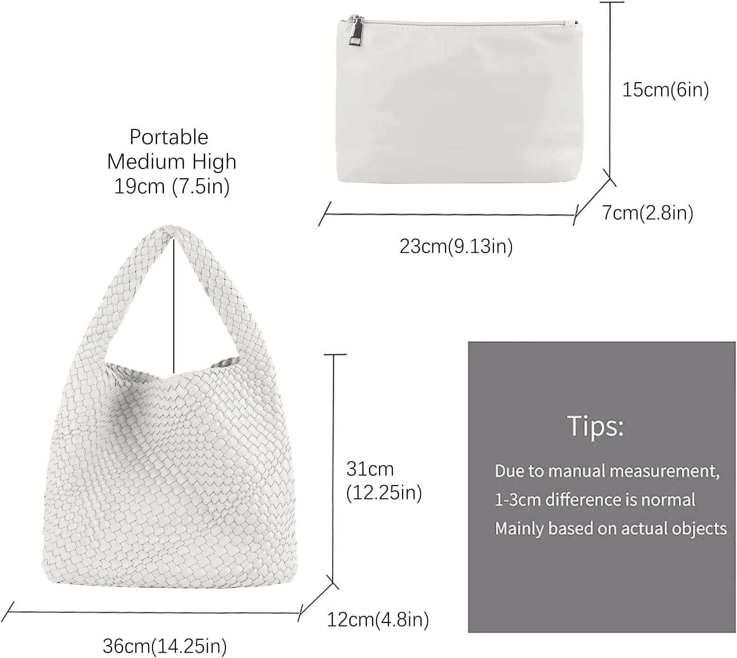 Woven Tote Bag for Women Soft Leather Tote Handbags Fashion Woven Shoulder Bag for Women Daily，Shopping