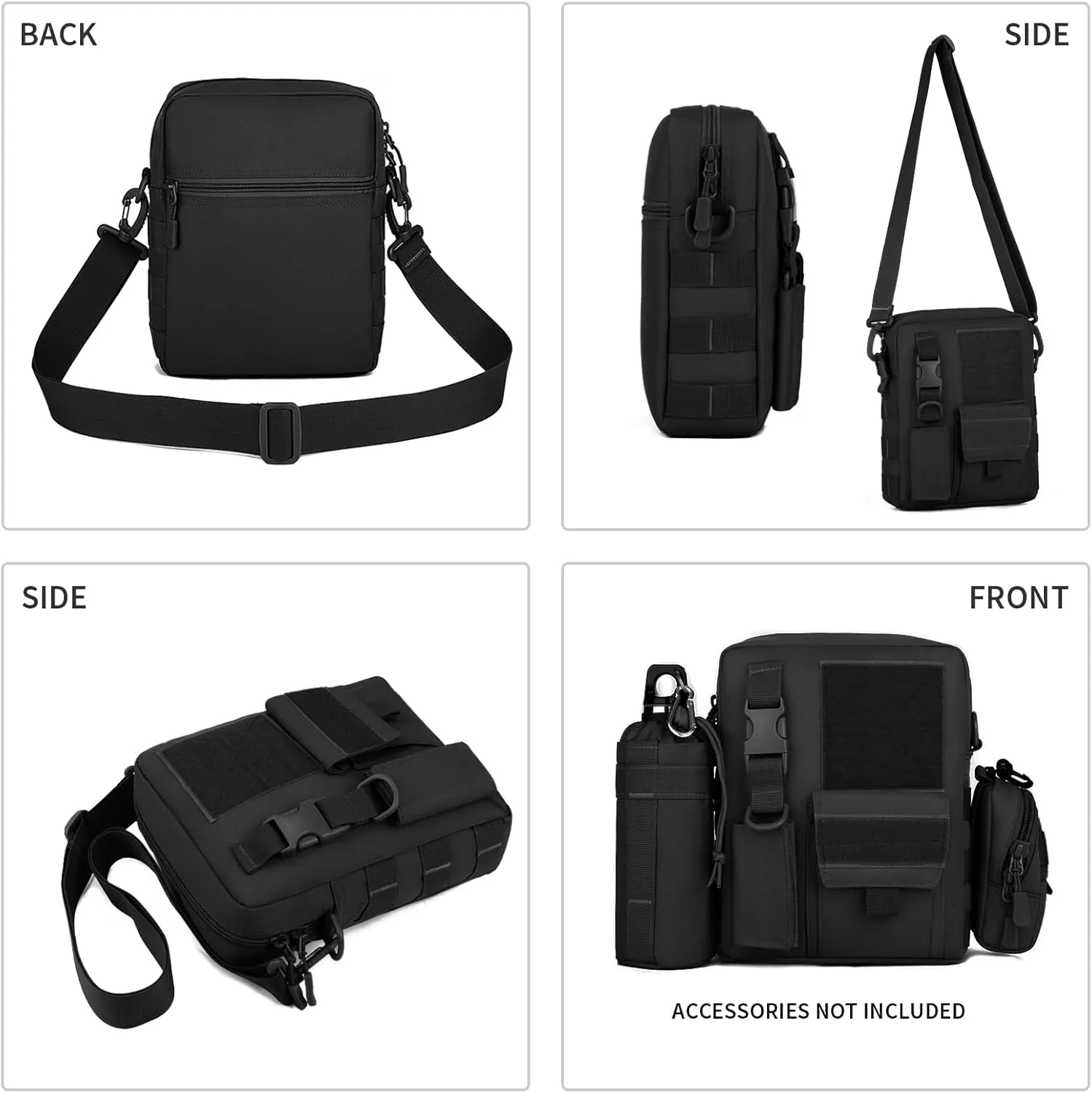 Wowelife Small Canvas Messenger Bag, Classic Vintage Black Shoulder bag, Small Tactical Bag Brown, Crossbody Casual Pack
