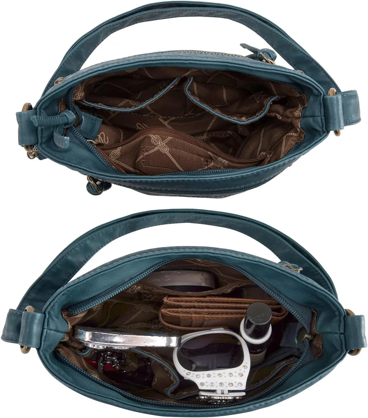 Wrangler Crossbody Bag for Women Small Soft Washed Leather Multi Pocket Shoulder Purses