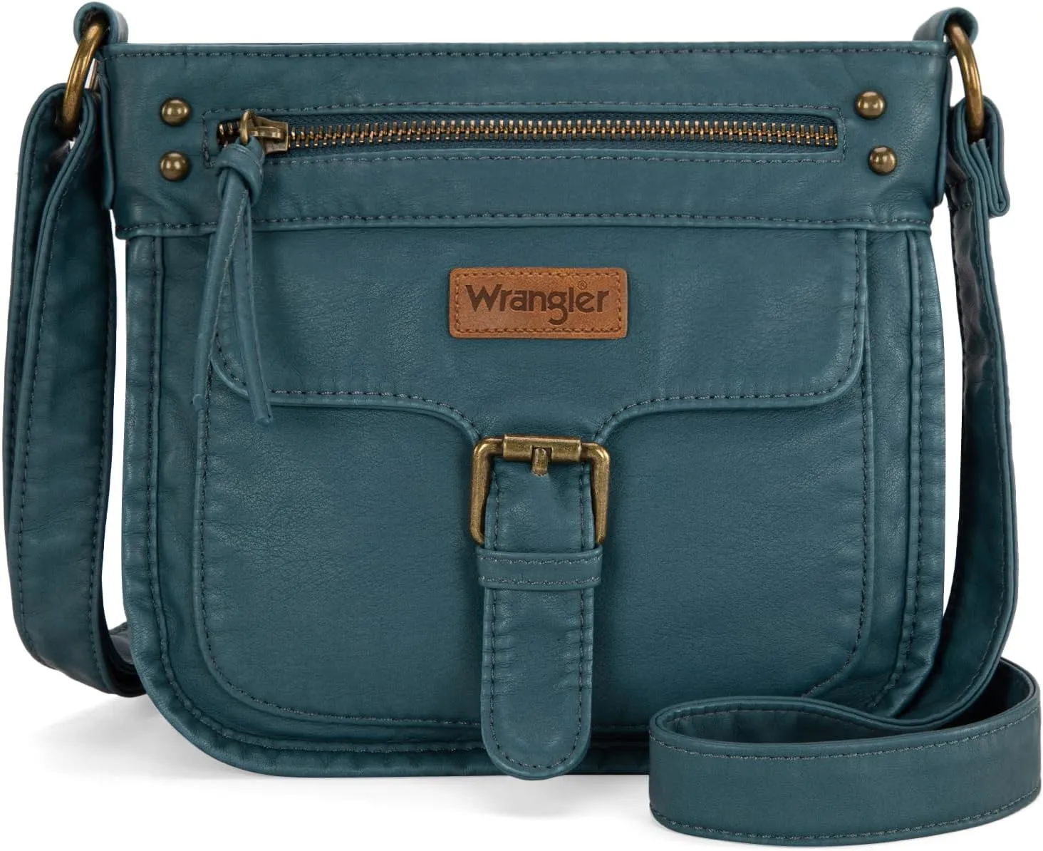 Wrangler Crossbody Bag for Women Small Soft Washed Leather Multi Pocket Shoulder Purses