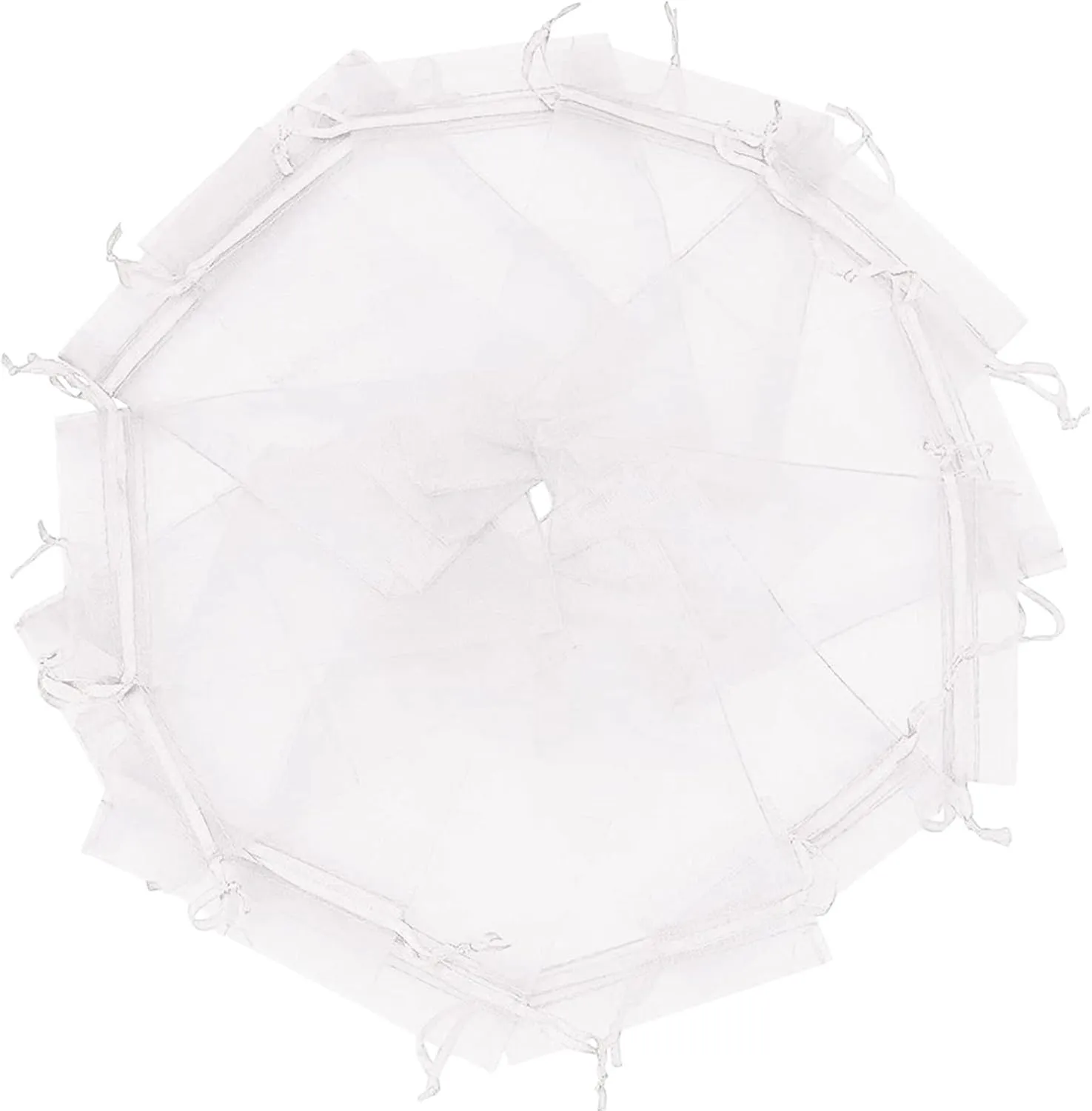 Wuligirl 50pcs 6x9'' Drawstring Organza Bag White Storage Brushes Pens Candle Pouches Beads Jewelry Pearl Cosmetic Party Weeding Favor Dryer Balls Cards Packing Bags(50pcs White 6.7x9)