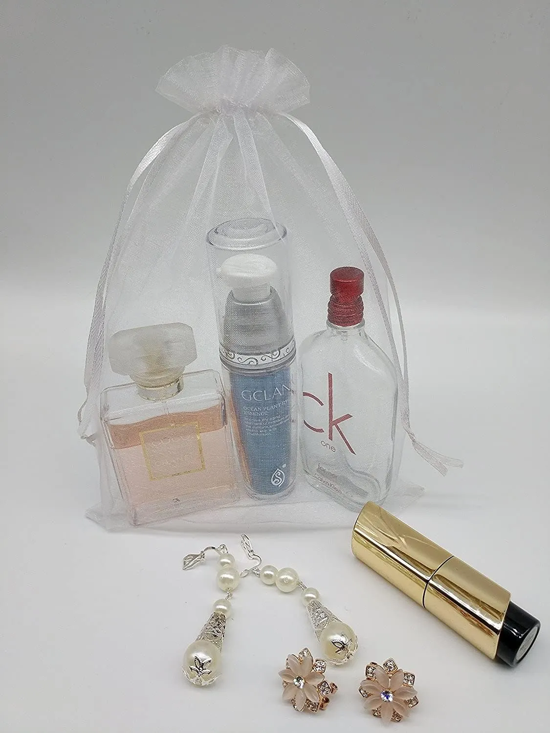 Wuligirl 50pcs 6x9'' Drawstring Organza Bag White Storage Brushes Pens Candle Pouches Beads Jewelry Pearl Cosmetic Party Weeding Favor Dryer Balls Cards Packing Bags(50pcs White 6.7x9)