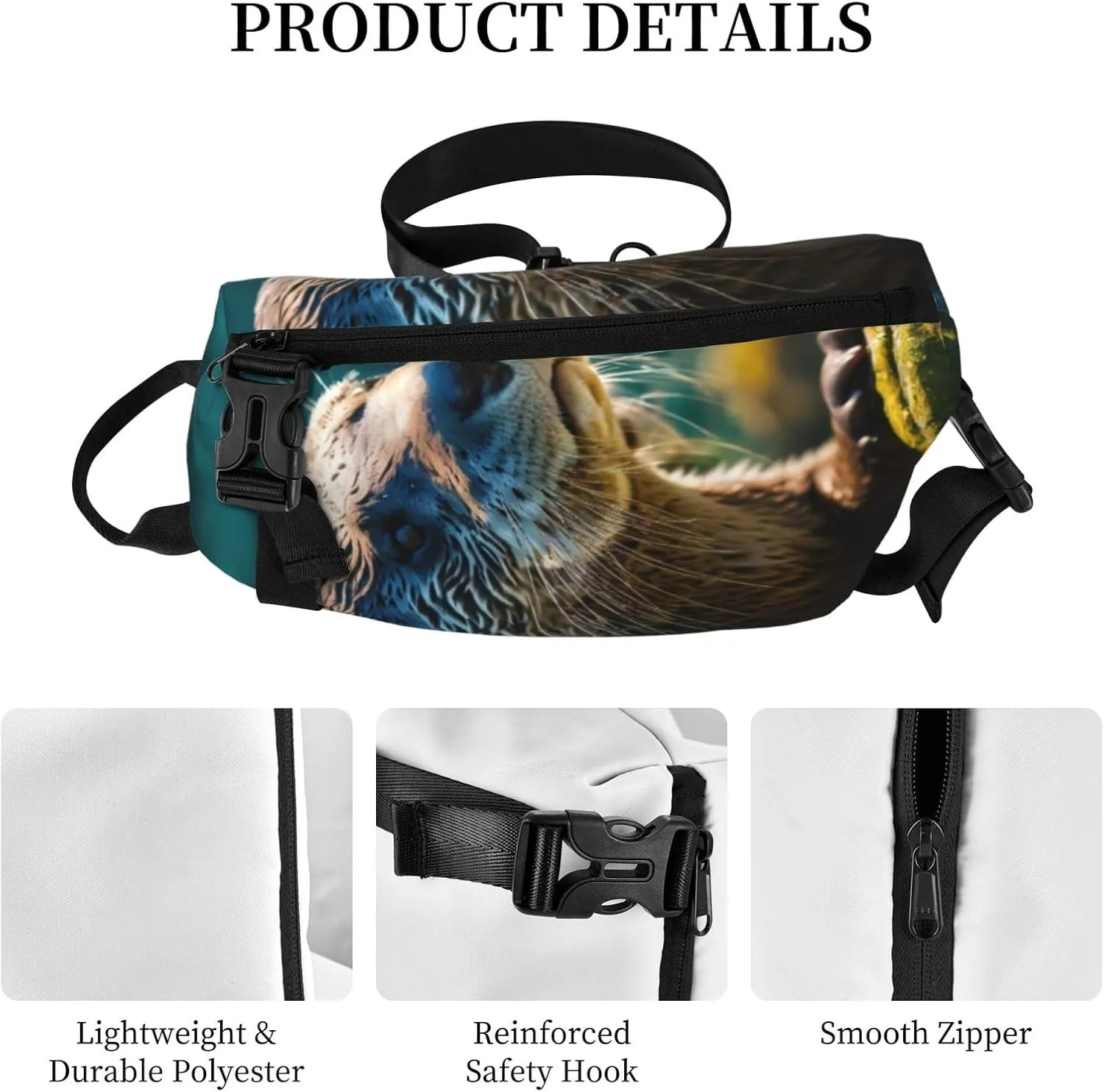 WURTON Animal Cute Brown Otters Print Crossbody Backpack Cross Pack Lightweight Sling Bag Travel, Hiking