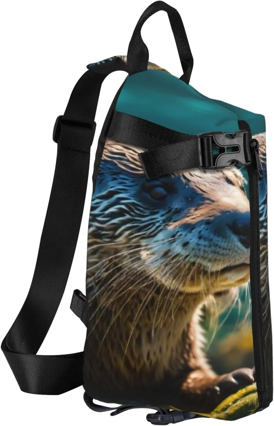 WURTON Animal Cute Brown Otters Print Crossbody Backpack Cross Pack Lightweight Sling Bag Travel, Hiking