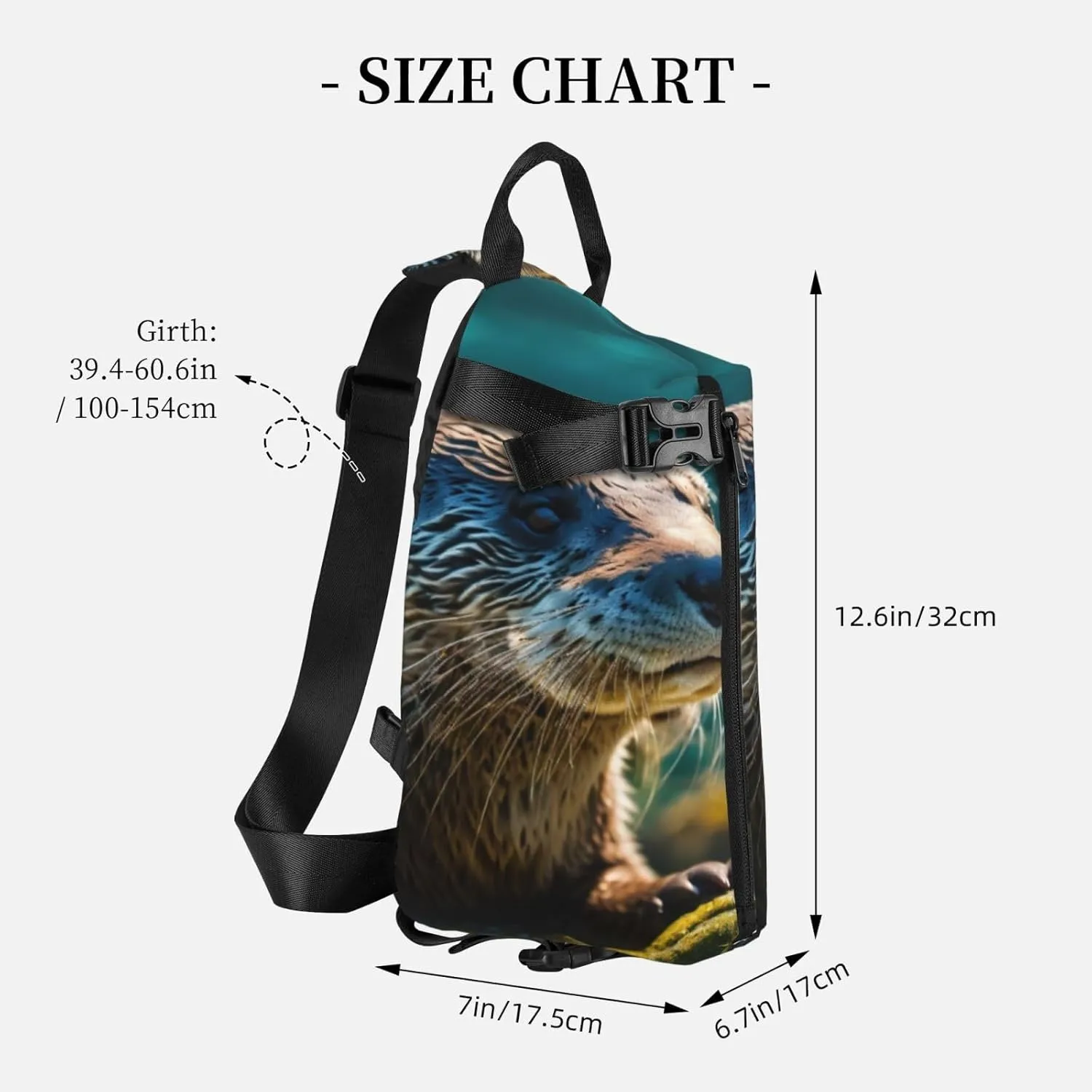 WURTON Animal Cute Brown Otters Print Crossbody Backpack Cross Pack Lightweight Sling Bag Travel, Hiking