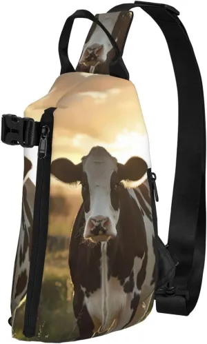 WURTON Dairy Cow Print Crossbody Backpack Cross Pack Lightweight Sling Bag Travel, Hiking