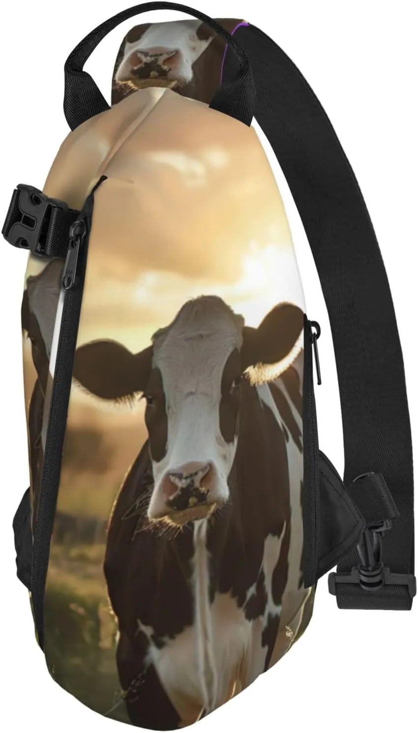 WURTON Dairy Cow Print Crossbody Backpack Cross Pack Lightweight Sling Bag Travel, Hiking