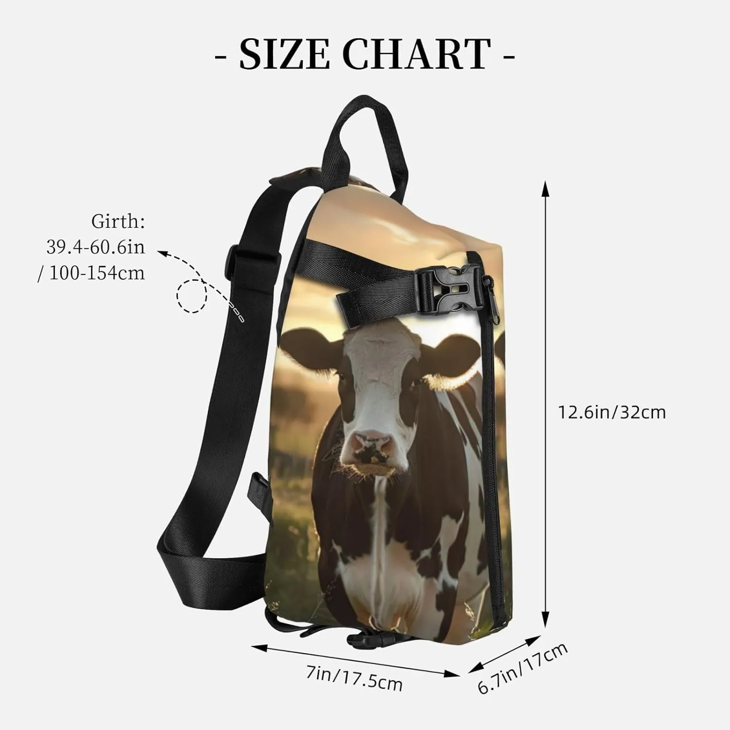 WURTON Dairy Cow Print Crossbody Backpack Cross Pack Lightweight Sling Bag Travel, Hiking