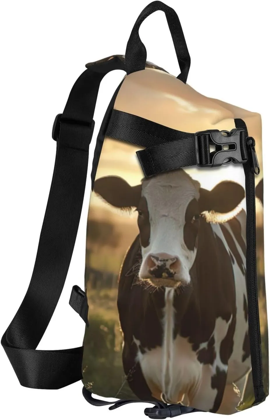 WURTON Dairy Cow Print Crossbody Backpack Cross Pack Lightweight Sling Bag Travel, Hiking