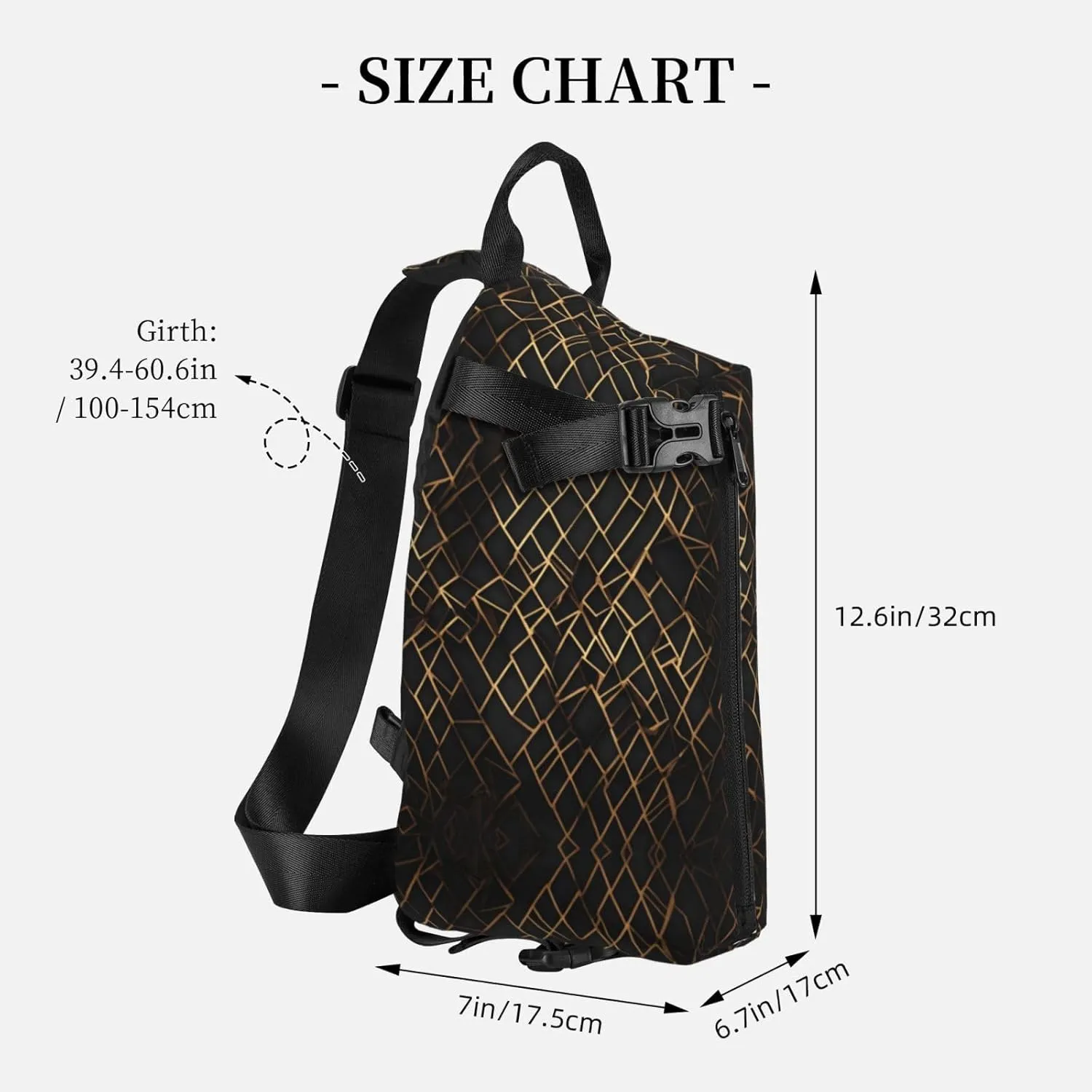 WURTON Geometric Lines Print Crossbody Backpack Cross Pack Lightweight Sling Bag Travel, Hiking