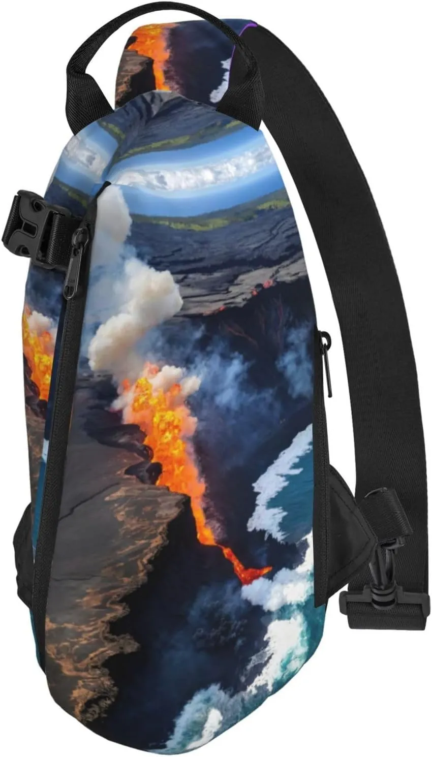 WURTON Kilauea Volcanos Print Crossbody Backpack Cross Pack Lightweight Sling Bag Travel, Hiking
