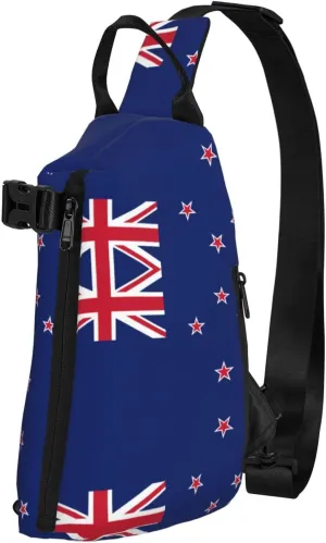 WURTON New Zealand Flag Print Crossbody Backpack Cross Pack Lightweight Sling Bag Travel, Hiking