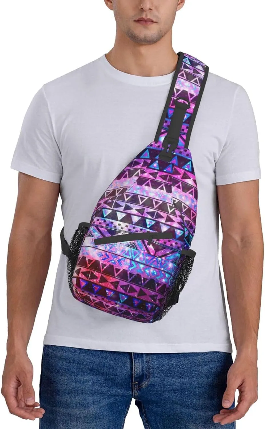 WURTON Shiny Pattern Sling Bag Crossbody Backpack Sling Backpack Shoulder Bag For Women Men Cycling Hiking Travel