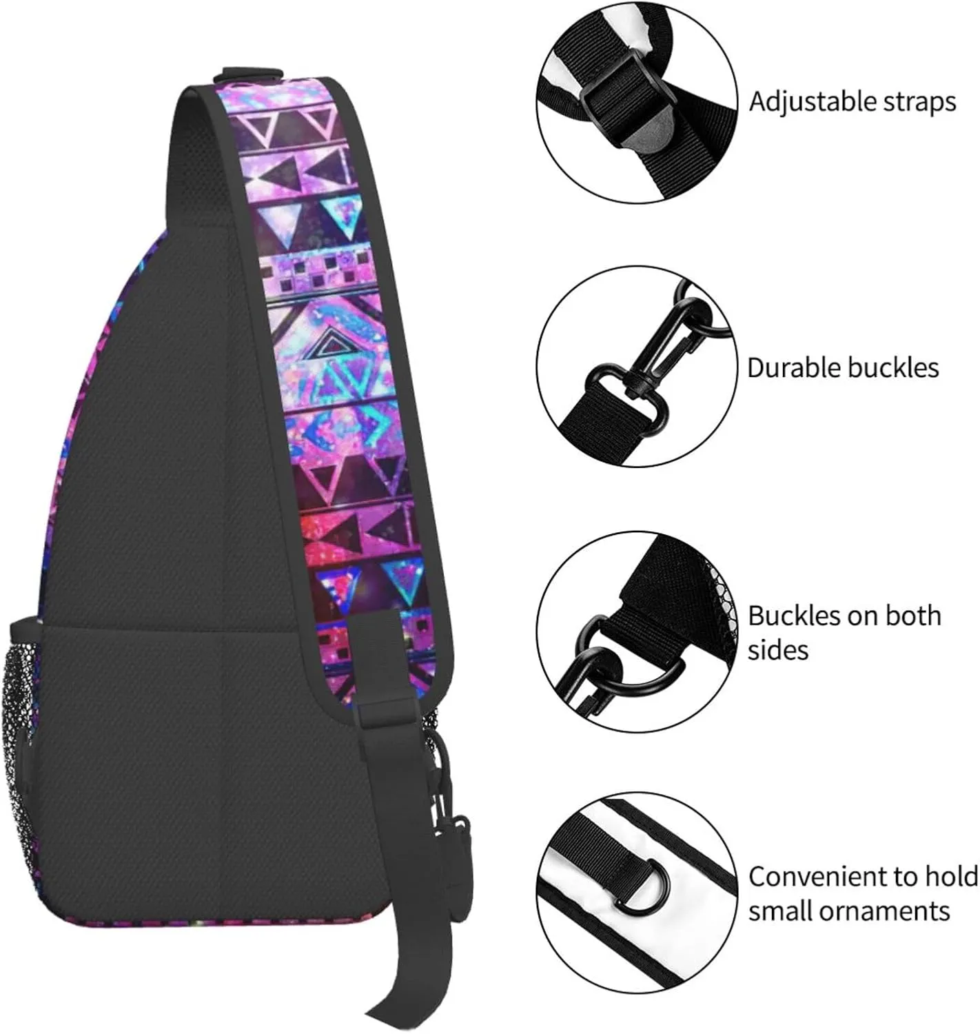 WURTON Shiny Pattern Sling Bag Crossbody Backpack Sling Backpack Shoulder Bag For Women Men Cycling Hiking Travel