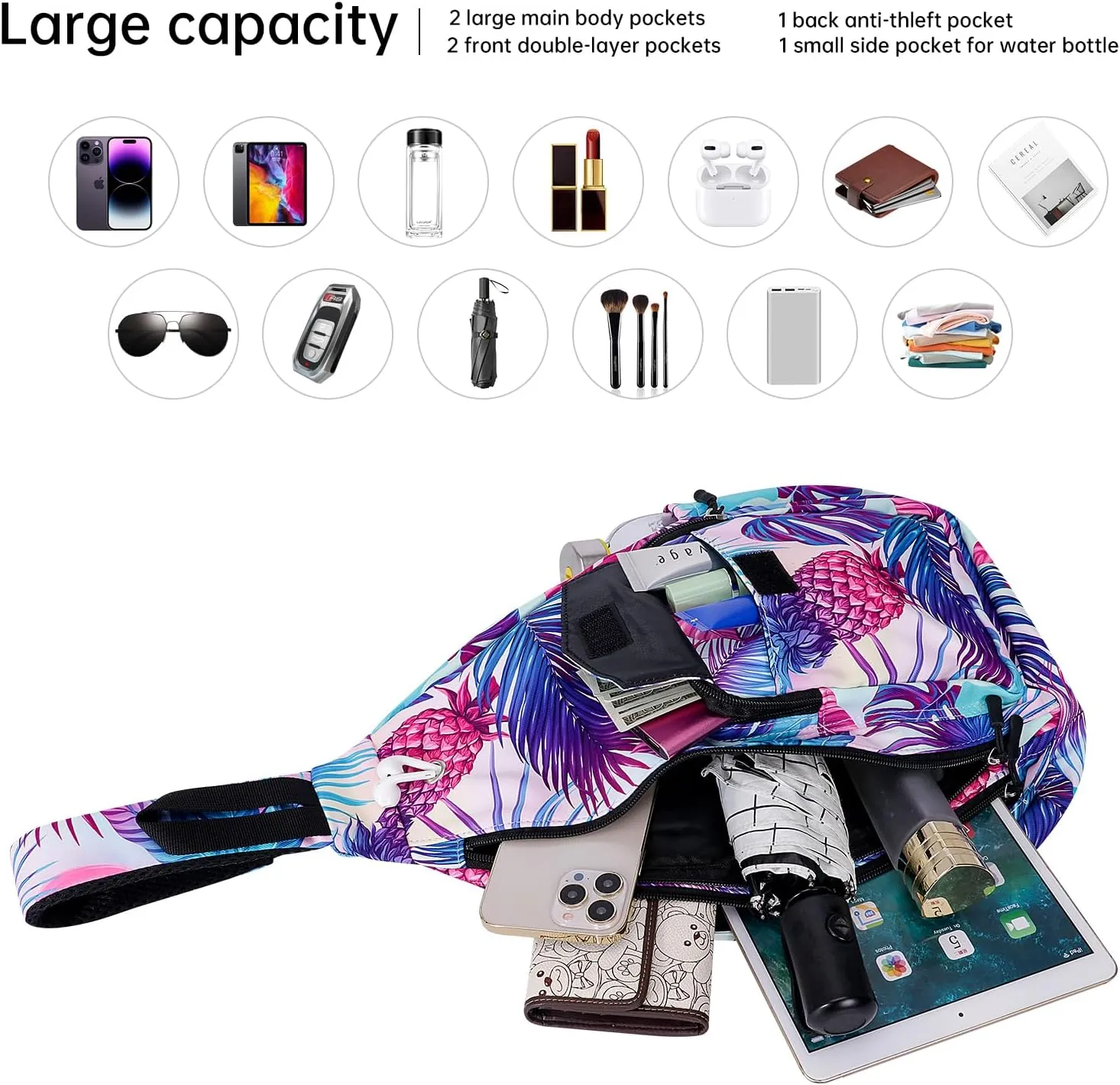 XEYOU Women's Sling Crossbody bag Casual Daypack Outdoor Travel Hiking Backpack for Cycling Walking Dog Hiking