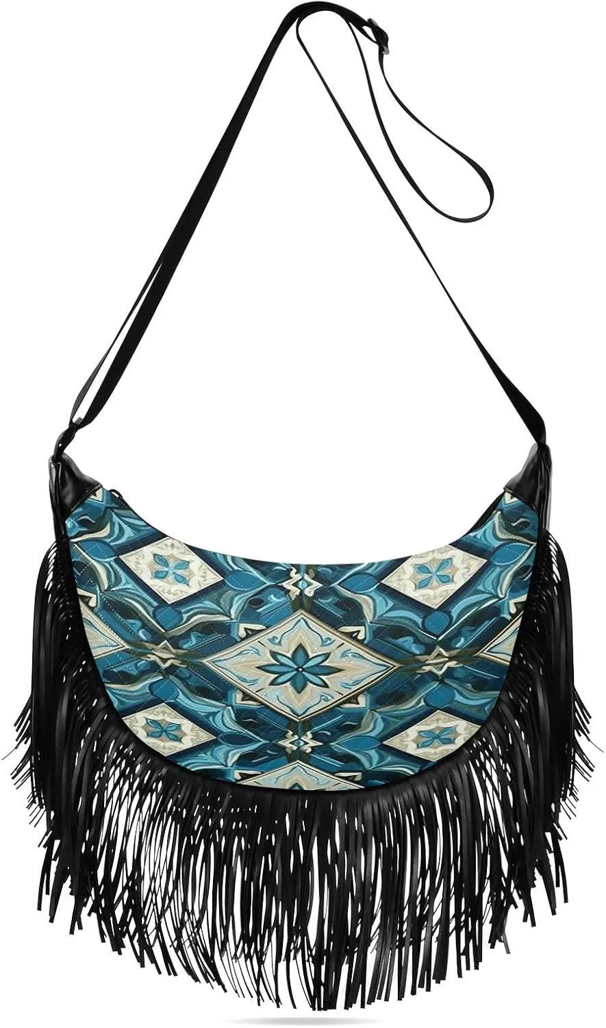 xigua Blue Ceramic Tile Crossbody Bags for Women, Crossbody Purse Shoulder Purse and Handbags with Adjustable Strap12