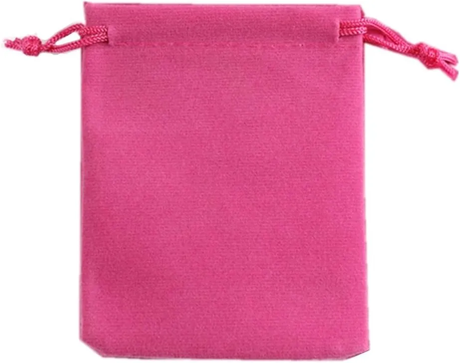 Ximkee 50 Pieces Wholesale Lot - Black Velvet Cloth Jewelry Pouches/Drawstring Bags 3" X 4" (50, Pink)