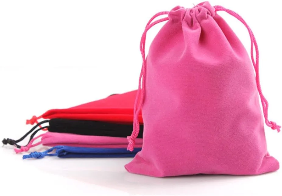 Ximkee 50 Pieces Wholesale Lot - Black Velvet Cloth Jewelry Pouches/Drawstring Bags 3" X 4" (50, Pink)