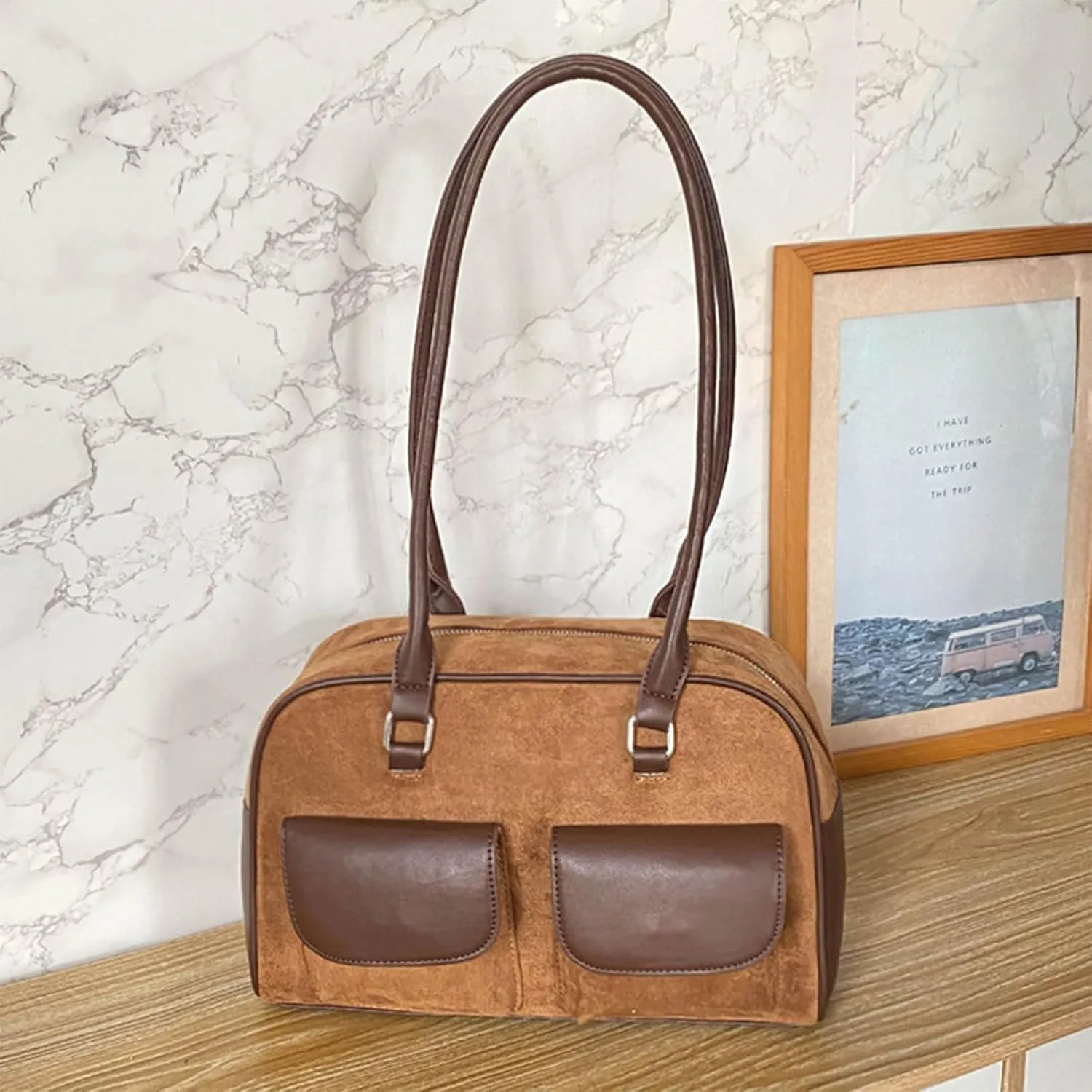 Y2K Shoulder Bag for Women Black Small Purse Brown Purse Trendy Purse Retro Women's Shoulder Handbags Purses