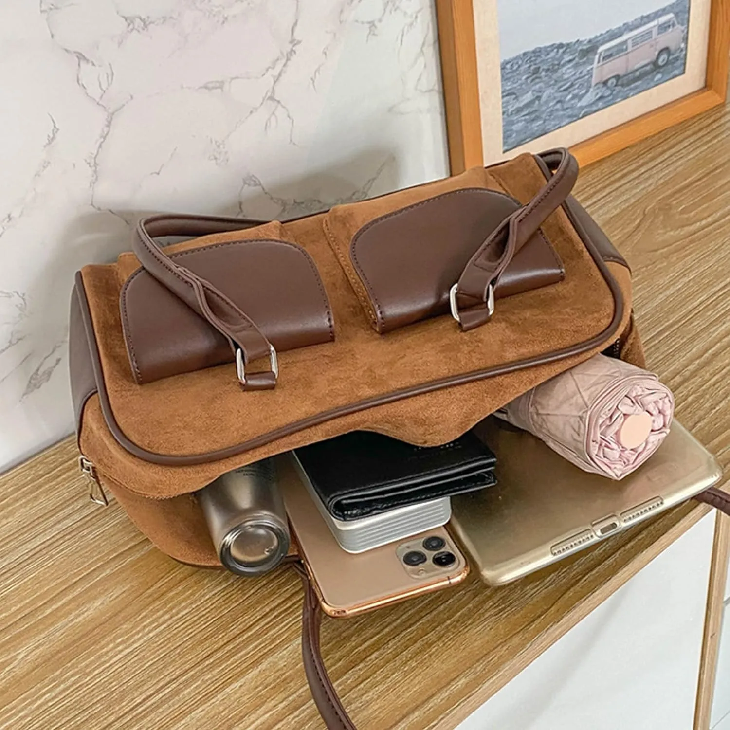 Y2K Shoulder Bag for Women Black Small Purse Brown Purse Trendy Purse Retro Women's Shoulder Handbags Purses