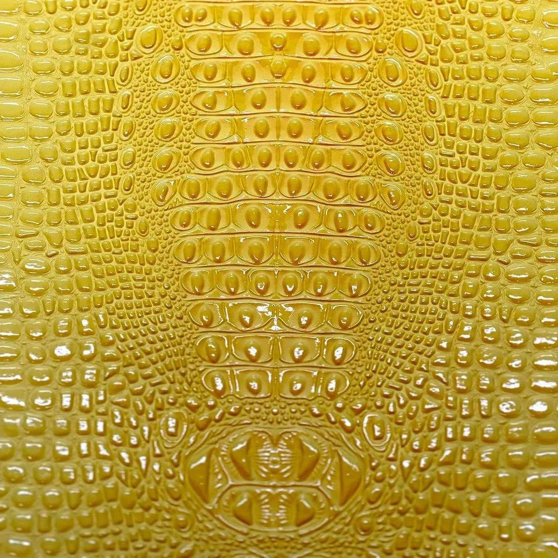 Yellow Aussie 3D Embossed Gator Vinyl Upholstery Crafting Handbag Fabric - Sold by The Yard - 56"