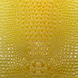Yellow Aussie 3D Embossed Gator Vinyl Upholstery Crafting Handbag Fabric - Sold by The Yard - 56"
