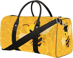 Yellow Bee Animal Travel Duffel Bag for Women Men Small Sport Gym Bag Waterproof Weekender Overnight Lightweight Carry on Foldable Gym Bag for Training Swim Yoga Traveling Handbag