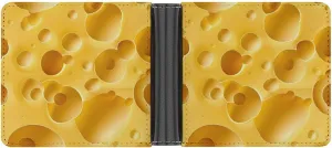 Yellow Cheese with Holes Leather Wallets for Men Slim Bifold Purse Clutch Double-Sided Printing