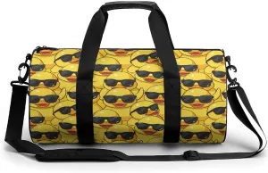 Yellow Duck with Glasses Large Gym Bag Novelty Lightweight Duffel Bag Travel Tote Bags