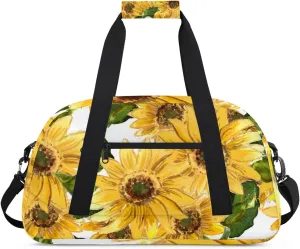 Yellow Flower Boys Girls Gym Bag Dance Perform Training Duffel Bags Weekender Carry-On Tote Luggage Bag Ideal for School Practice or Overnight Trips