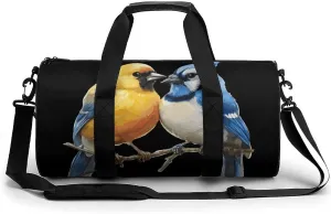 Yellow Goldfinchone & Blue Jay Birds Travel Duffel Bag Gym Bags Sports Tote Shoulder Weekender Handbag for Men Women