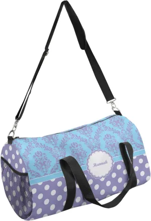 YouCustomizeIt Personalized Purple Damask & Dots Duffel Bag