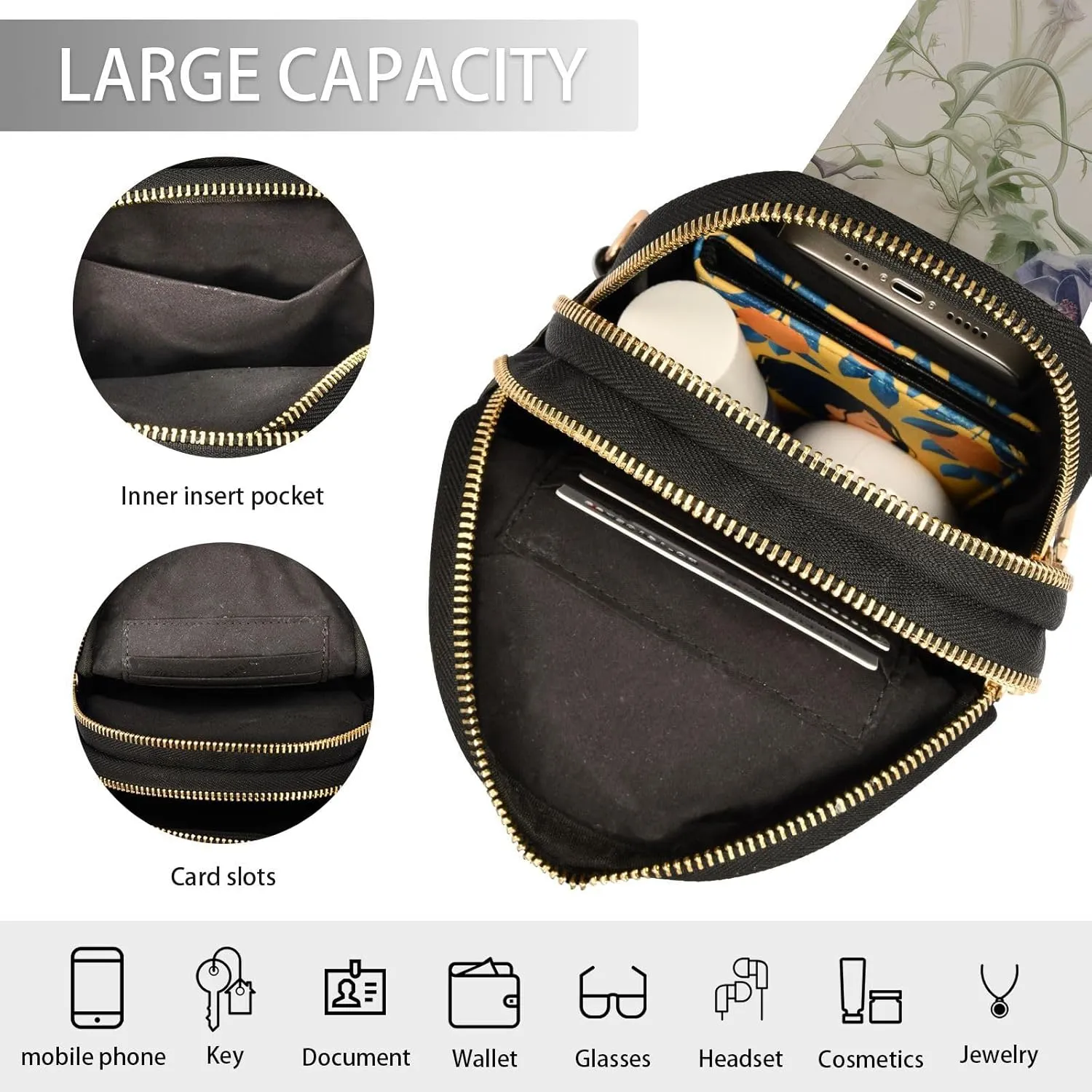 ZAZYXTJ Skeletons Skull Crossbody Sling Bag for Women Leather Small Chest Bag Adjustable Straps Daypack for Travel Sport Hiking