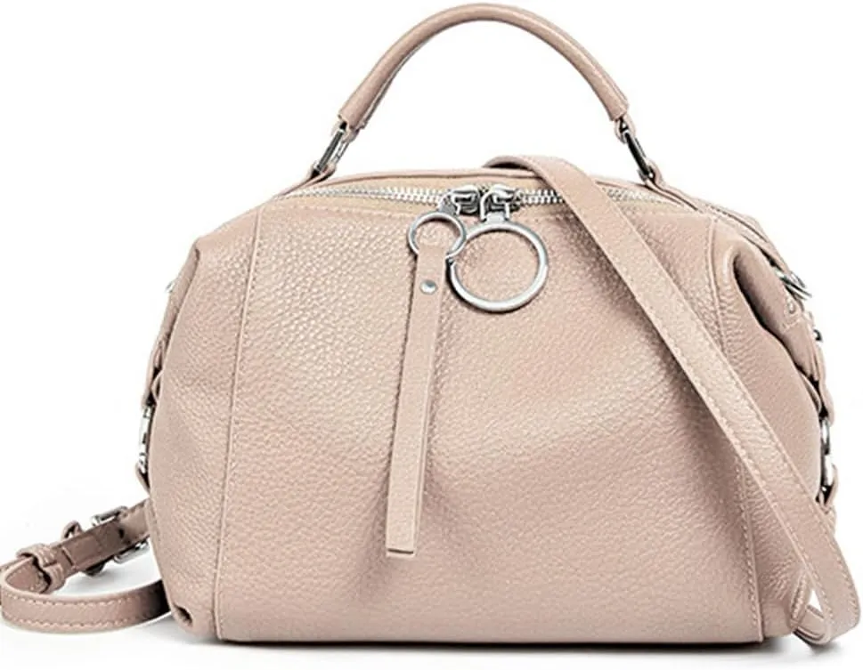 zency Women Soft Leather Crossbody Purses Elegant Boston Pillow Bag (Beige)…