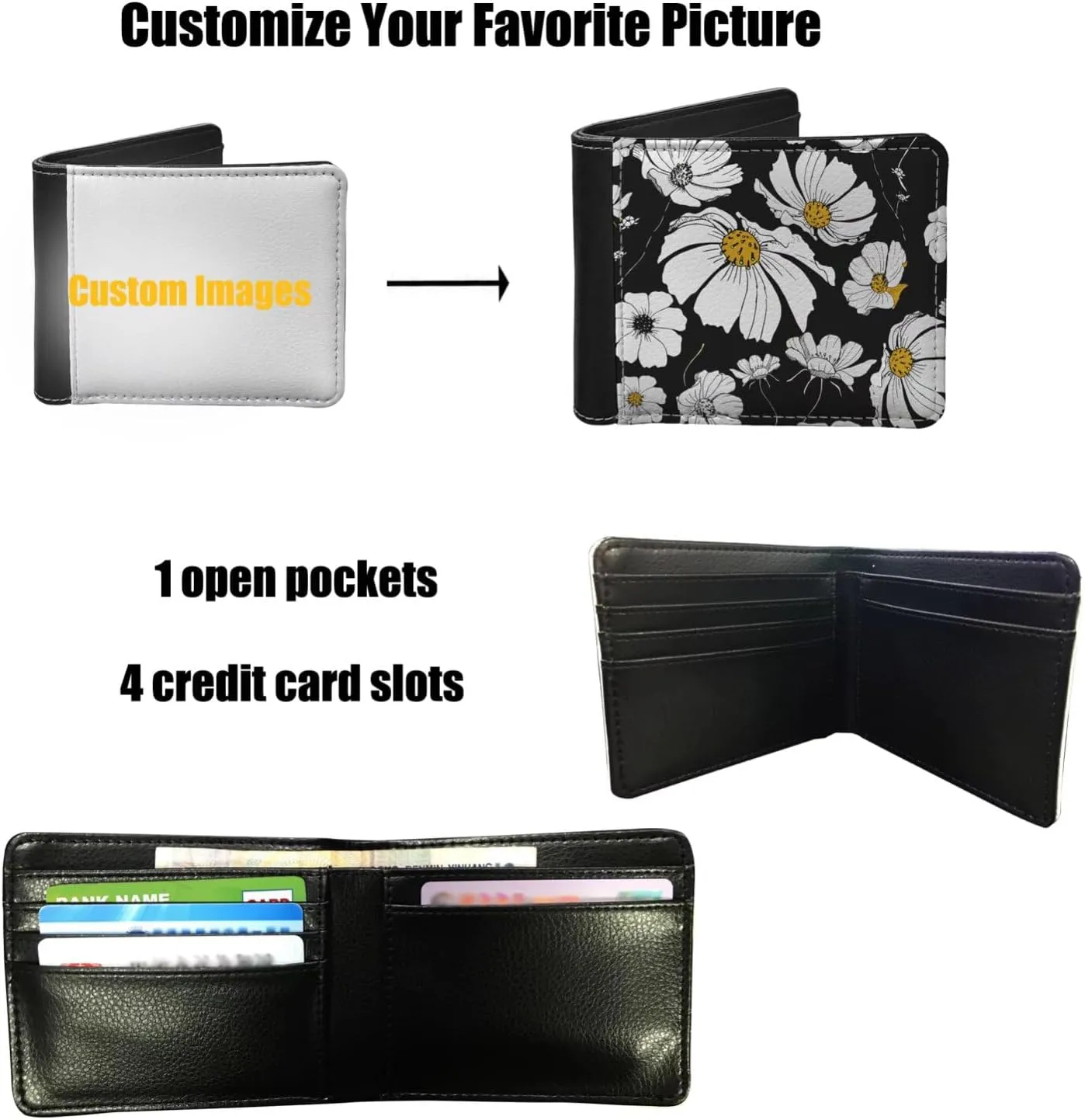 ZFRXIGN American Flag Deer Wallets for Men Billfold Travel Slim Wallet Leather ID Card Holder Organizer Foldable Clutch Reindeer Patriotic Money Bag