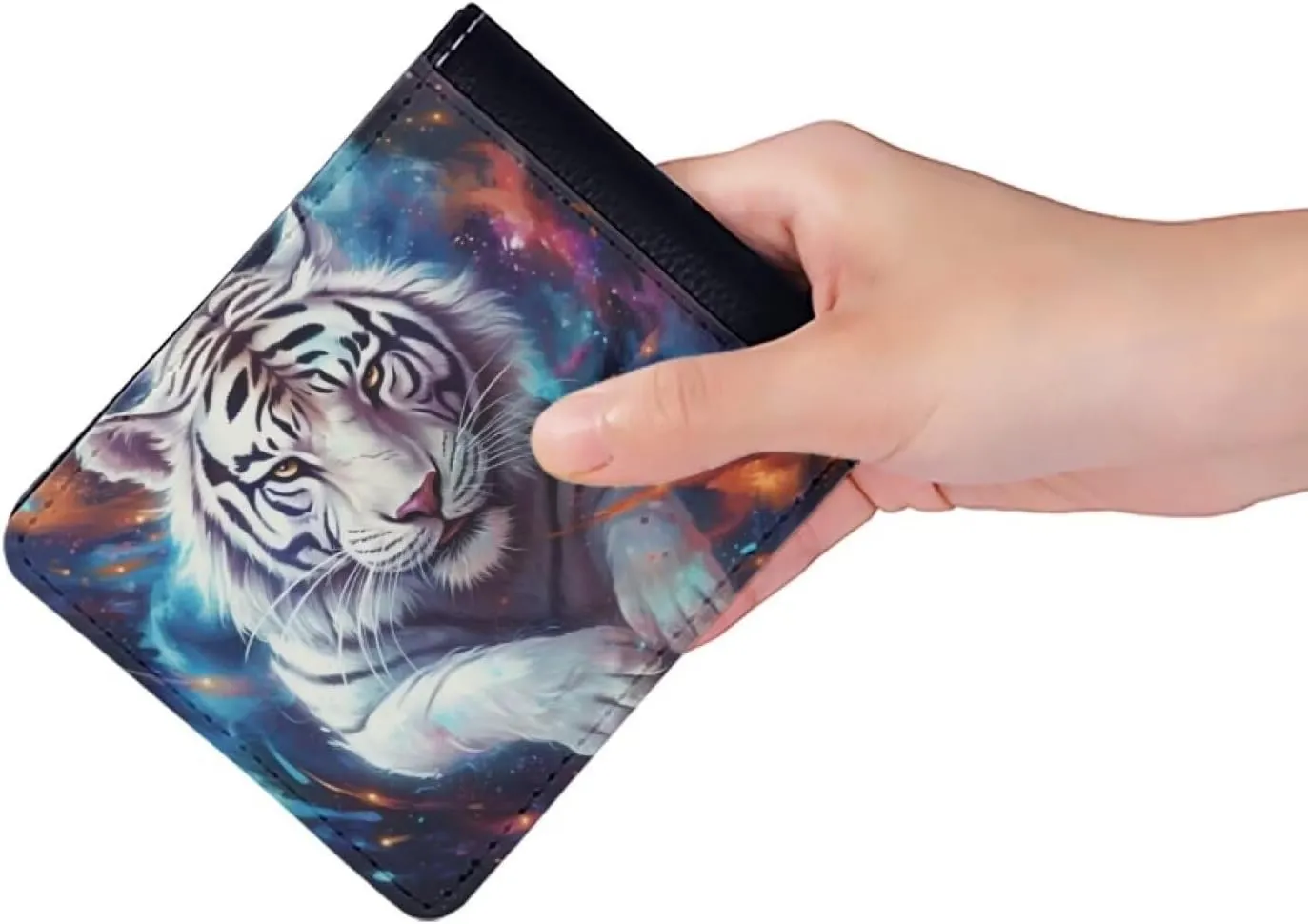 ZFRXIGN White Tiger Purse Mens Wallet Bifold Leather Multi Credit Card Clutch Xmas Holiday Gifts Wallets Money Bag Galaxy Purse Colorful