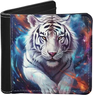 ZFRXIGN White Tiger Purse Mens Wallet Bifold Leather Multi Credit Card Clutch Xmas Holiday Gifts Wallets Money Bag Galaxy Purse Colorful