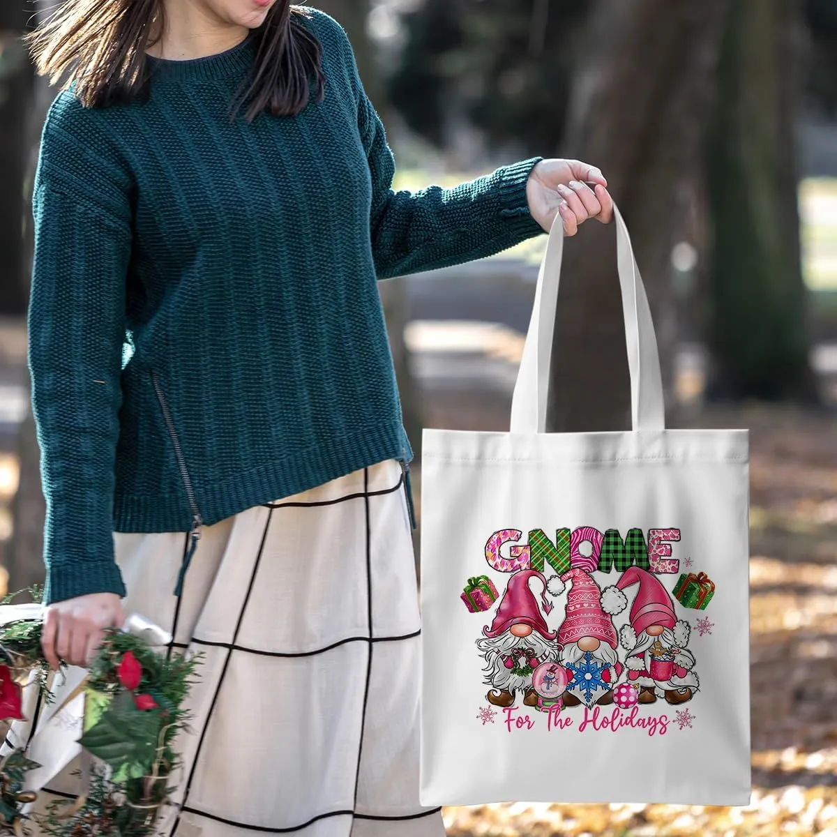 ZHAMEN Gnomes Gifts for Women - Funny Thanksgiving Pumpkin Christmas Halloween Sunflower Tote Bag