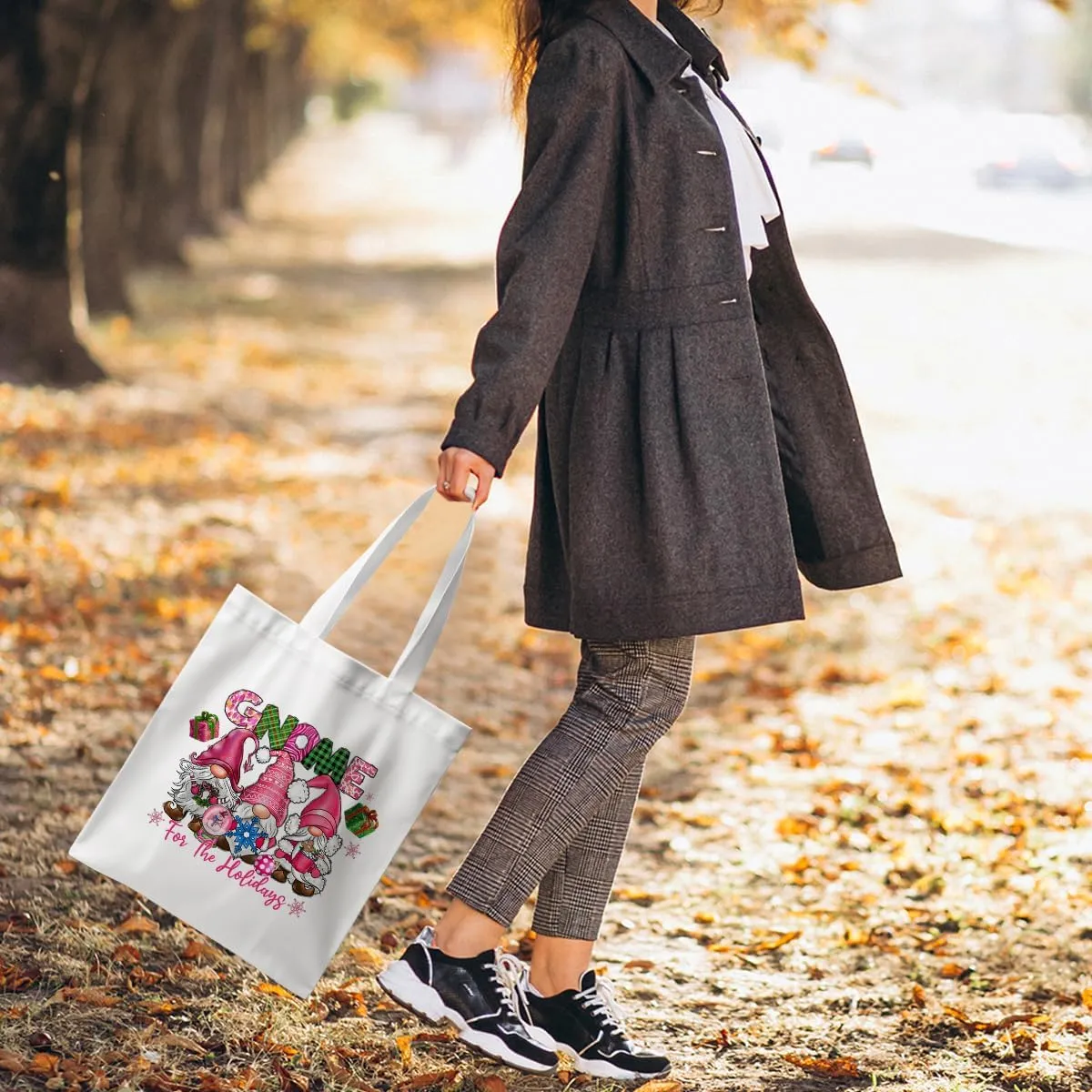 ZHAMEN Gnomes Gifts for Women - Funny Thanksgiving Pumpkin Christmas Halloween Sunflower Tote Bag