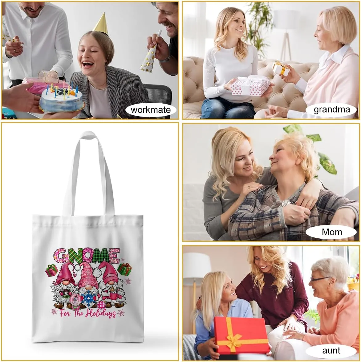 ZHAMEN Gnomes Gifts for Women - Funny Thanksgiving Pumpkin Christmas Halloween Sunflower Tote Bag
