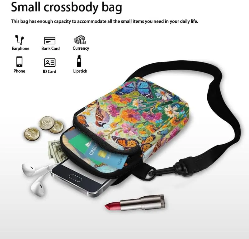 Zip Small Crossbody Bag for Women, Cartoon Cats Puppy Small Crossbody Phone Purse Wallet Bag Shoulder Fanny Pack