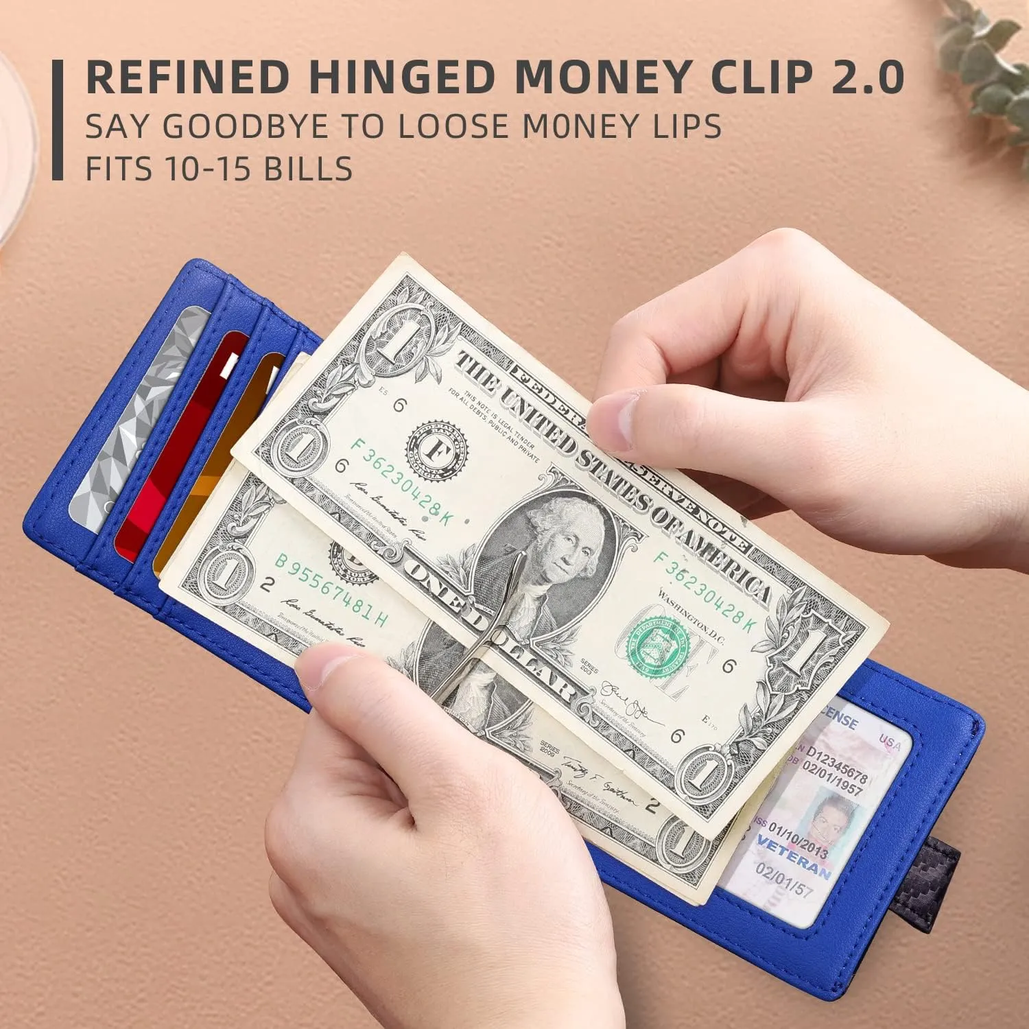 Zitahli Wallet for Men-6 Slots ID Window-Mens Wallets-Slim Wallet Classic Spring Money Clip RFID Blocking-Gift for Men