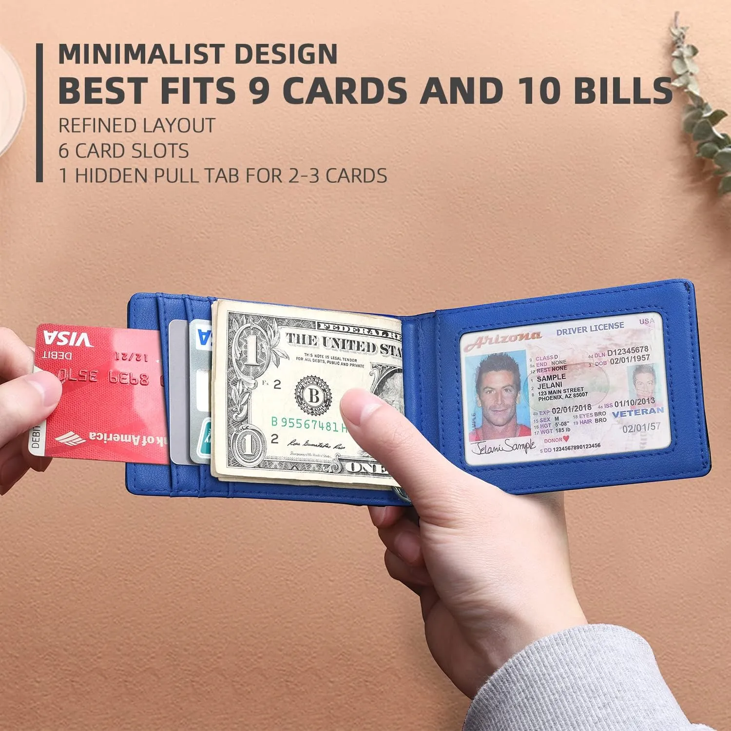 Zitahli Wallet for Men-6 Slots ID Window-Mens Wallets-Slim Wallet Classic Spring Money Clip RFID Blocking-Gift for Men