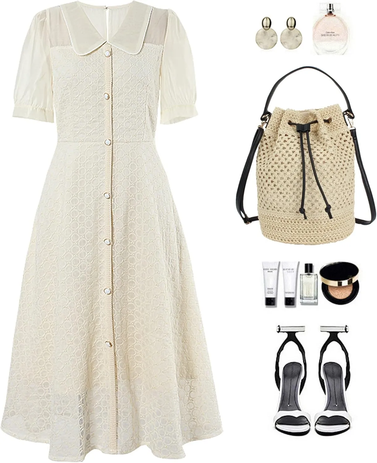 ZLM BAG US Straw Drawstring Bucket Bag Summer Crochet Tote Purse Pu Leather Strap Crossbody Shoulder Bag