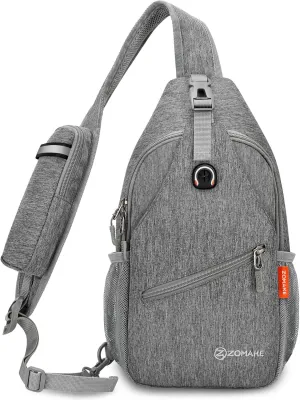 ZOMAKE Small Sling Bag, Travel Sling Backpack, Waterproof Hiking Cycling Crossbody pack for Men Women(New Black)