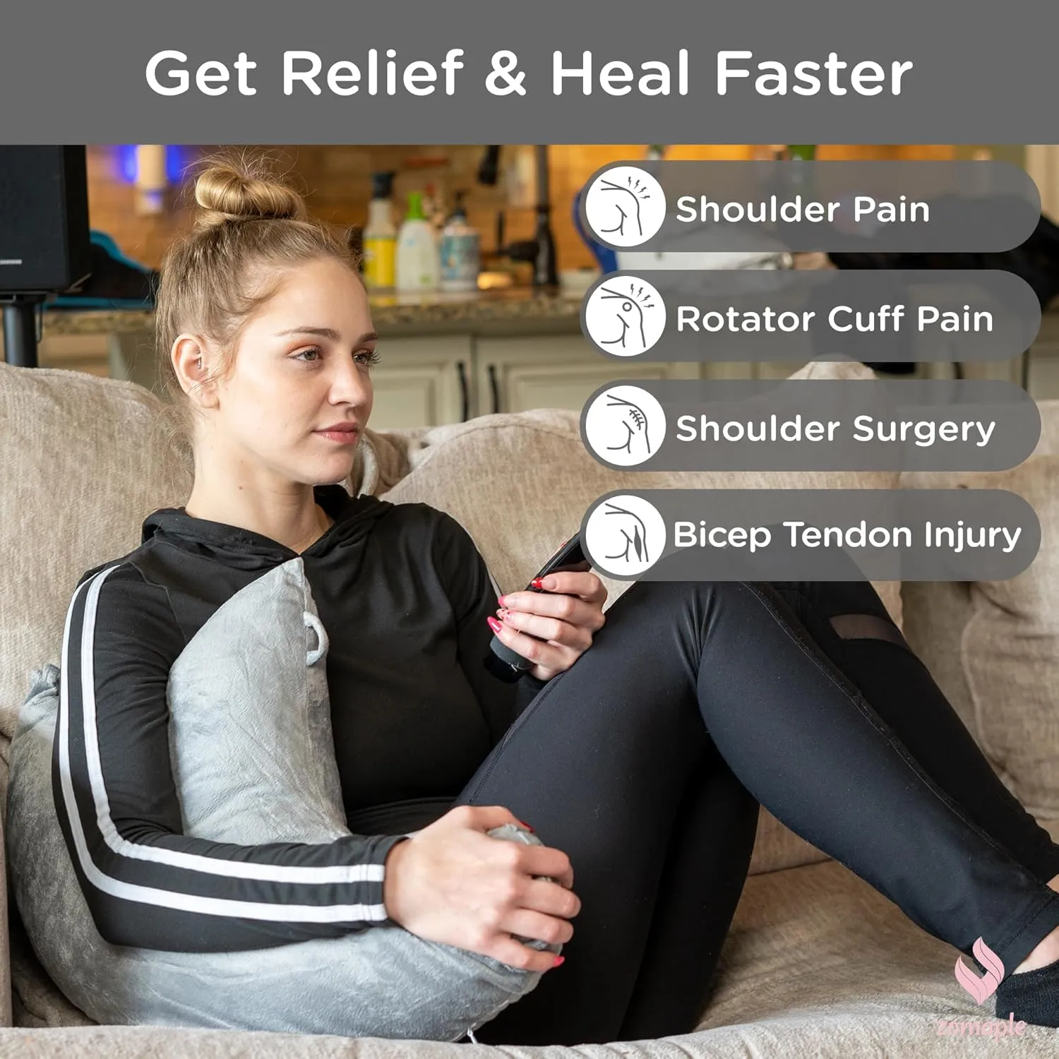 Zomaple Shoulder Surgery Pillow - Pain Relief For Torn Rotator Cuff, Broken Arm, Dislocated Shoulder & Post-op Care - After Surgery Recovery Healing & Side Sleeping Arm Support Pillow with Gel Pack