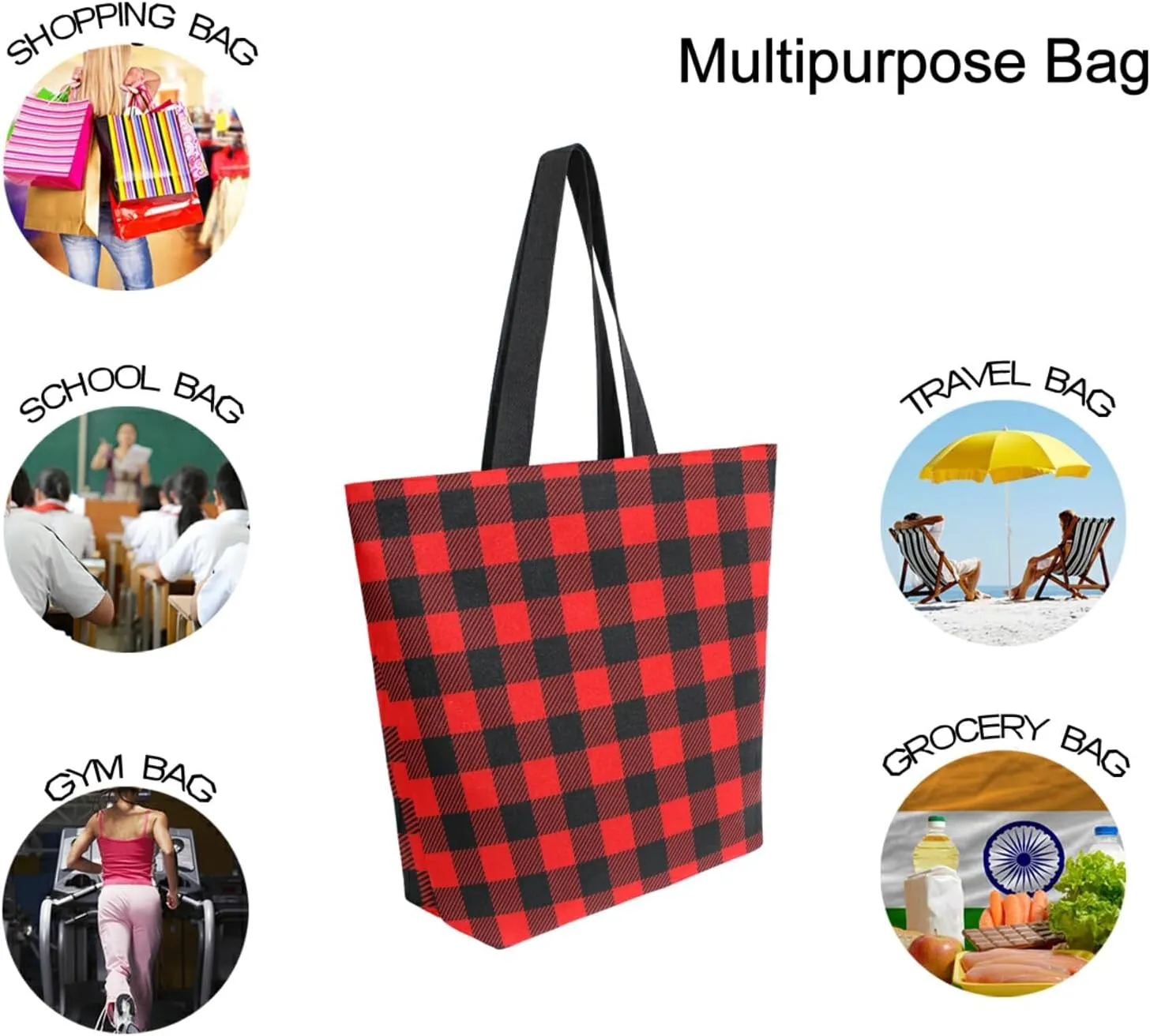 ZZKKO Canvas Tote Grocery Bag Shoulder Casual Book Bag Large for Women Teachers Cotton Bag Shopping Purse Handbag Reusable