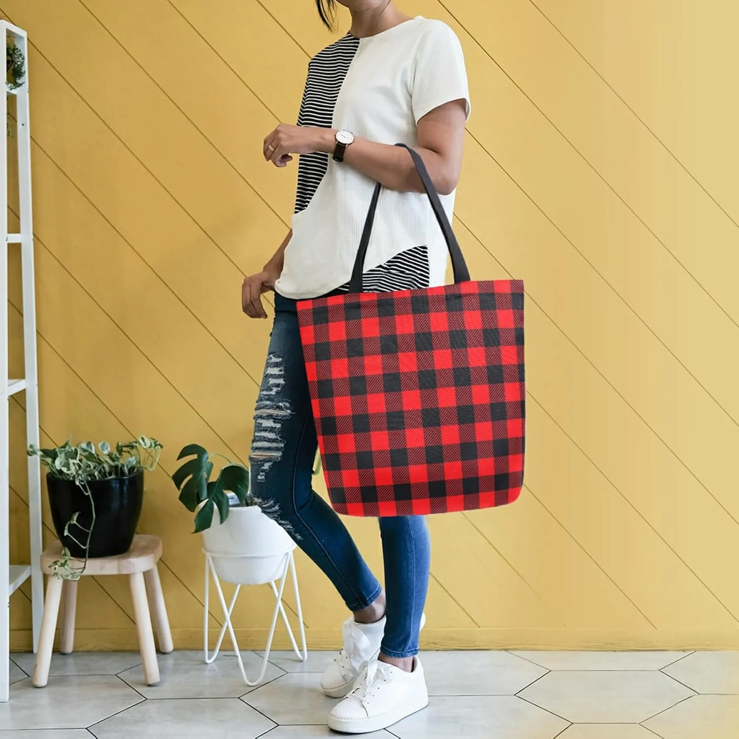 ZZKKO Canvas Tote Grocery Bag Shoulder Casual Book Bag Large for Women Teachers Cotton Bag Shopping Purse Handbag Reusable